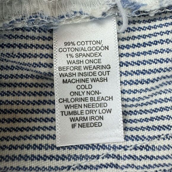 ANN TAYLOR LOFT Relaxed Skinny Bleach Distressed Pants 27/4 Blue White Stripe - Picture 6 of 12